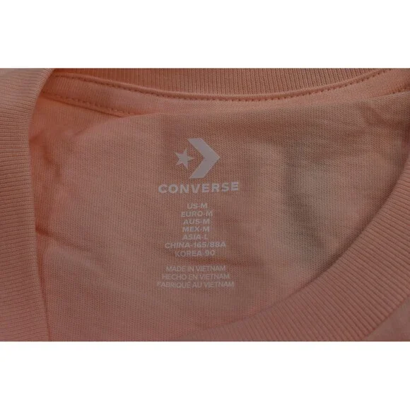 Converse Womens Peach Slim Fit Short Sleeve Shoe Let's Grow Graphic T-Shirt M - Picture 5 of 9